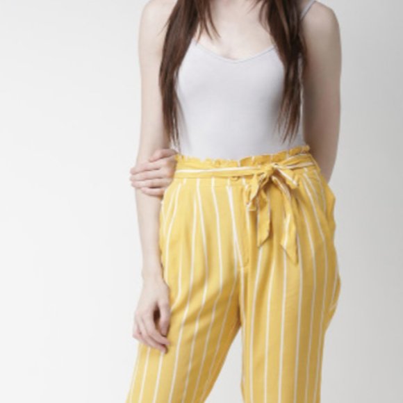 NWT High waisted Paper bag striped pants size L - Picture 6 of 9